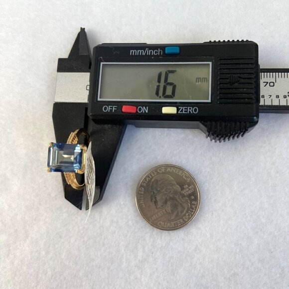 14K Gold Plated Sterling Silver 925 India Emerald Cut Blue Quartz Ring Sz 8.5 - Picture 11 of 16